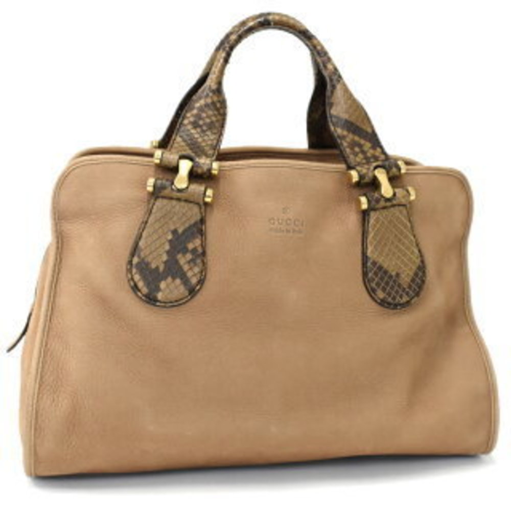 Gucci Boston Bag Brown Python Leather - image 1